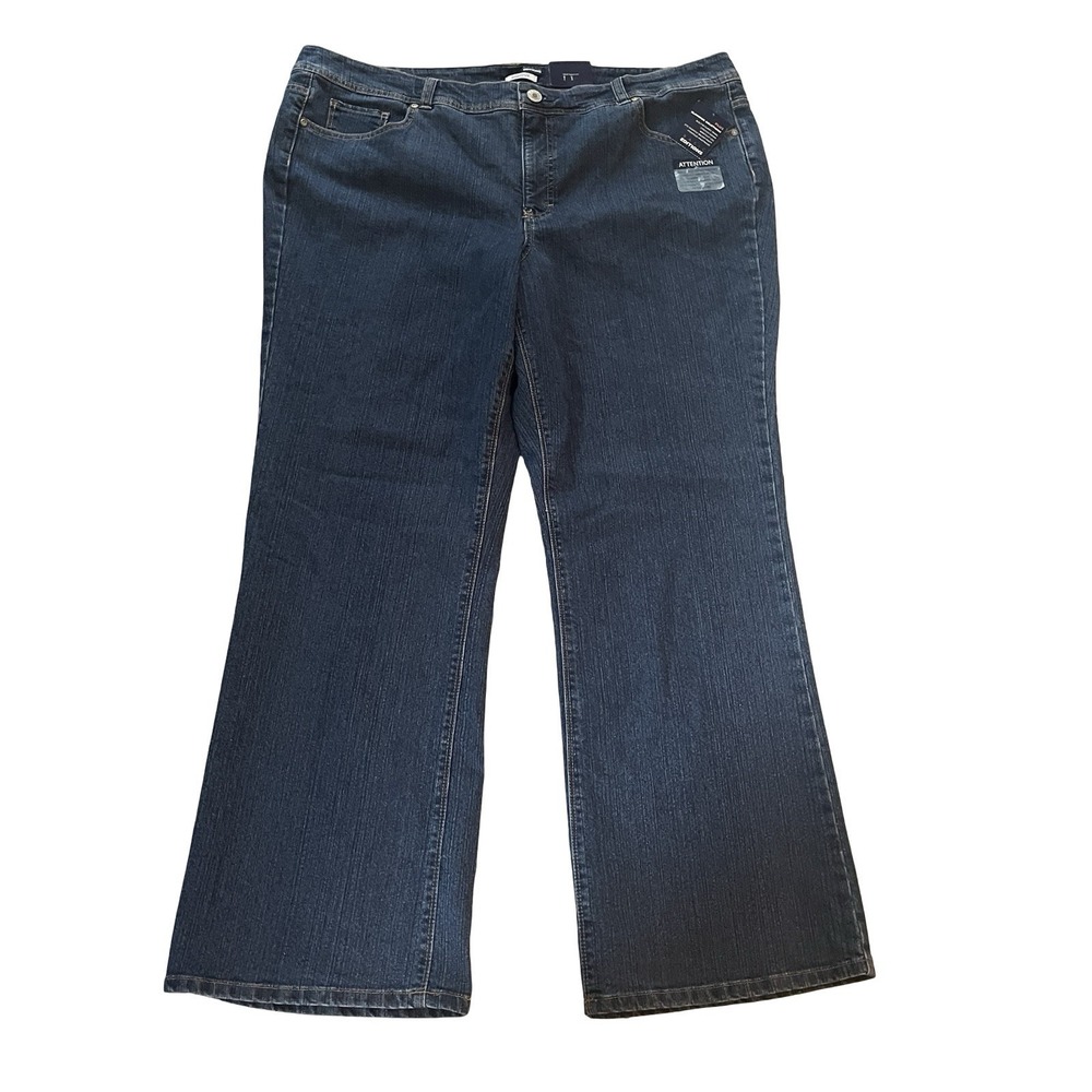 NWT Basic Editions Women's Size 22W Plus Stretch Bootcut Medium Wash Jeans Denim